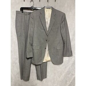 Jack Victor Suit Men 41L Gray Birds Eye Wool Flannel Academia Pants 35x33.5 Luxe